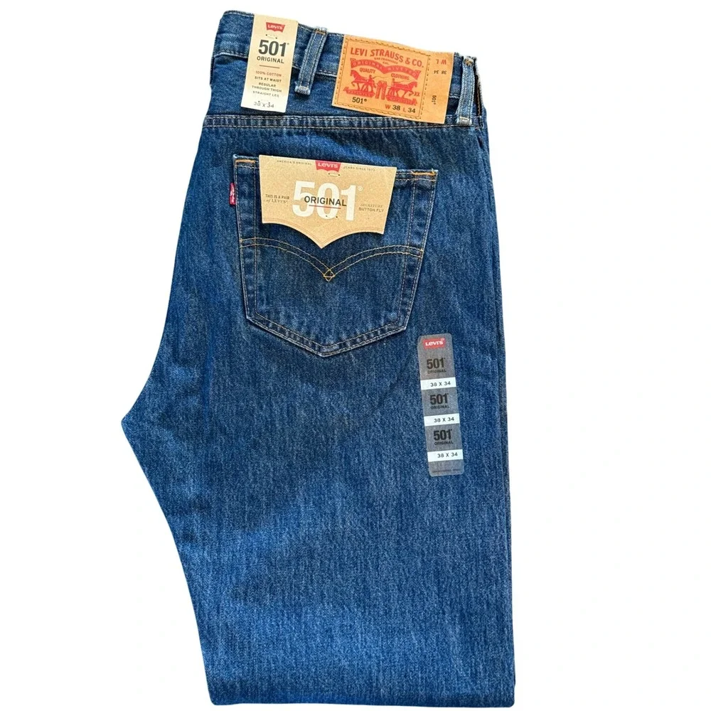 Levi's 501 Original Button-Fly Jeans Straight Leg Men's‎ Size 38x34 NWT